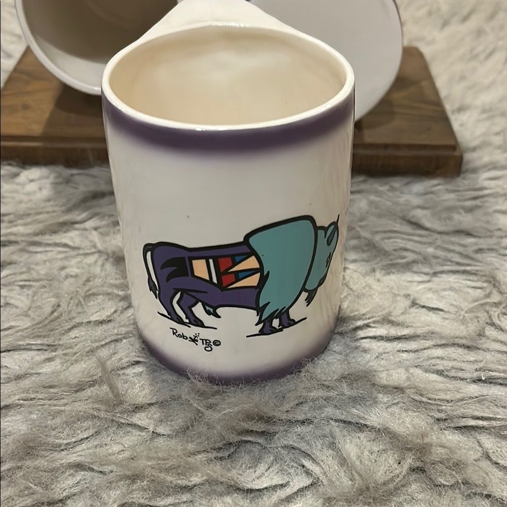 Rob TPs buffalo print set of 6 coffee cups with holder